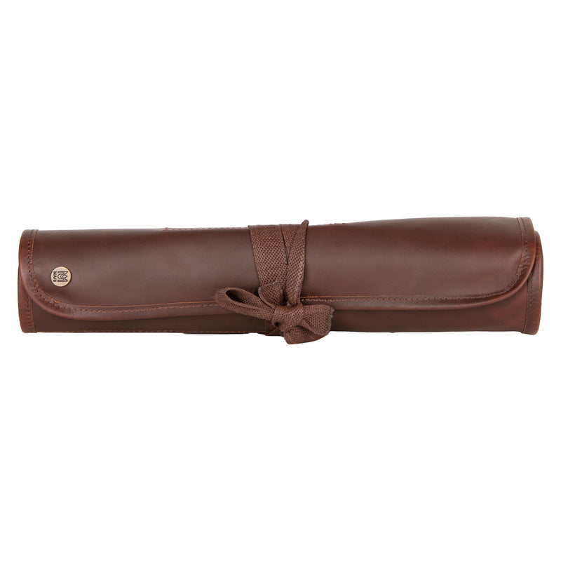 Laser Personalized Brown Leather Knife Roll