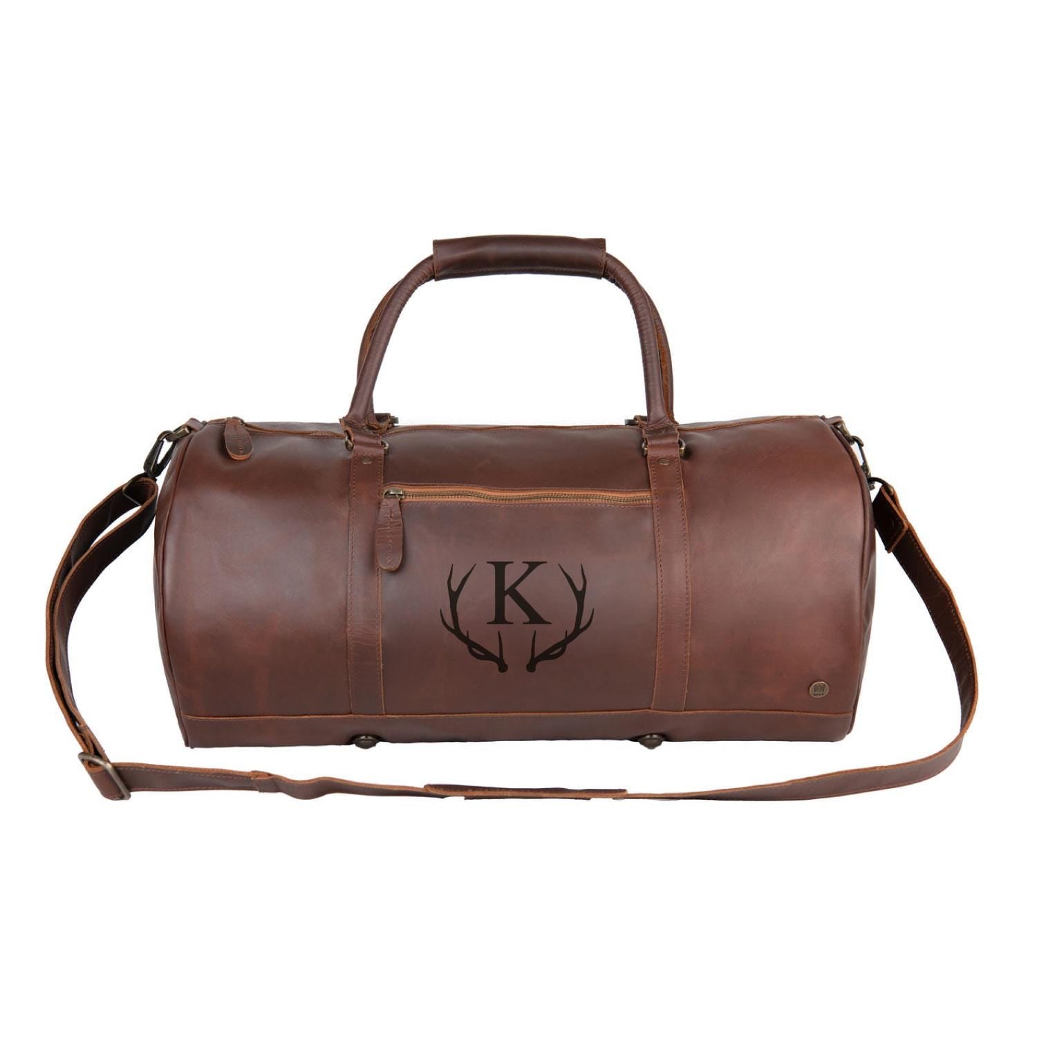 Laser Personalized Leather Duffle Bag