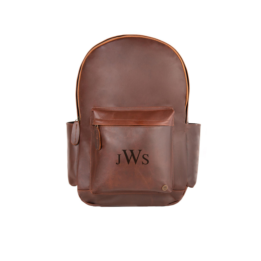 Backpack, Mens Personalized Leather Backpack, Brown Leather