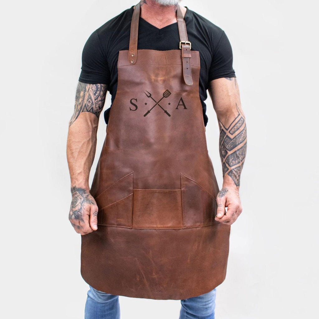 Laser Personalized Leather Grill Apron