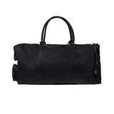 Laser Personalized Black Leather Overnight Bag