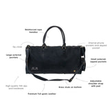 Laser Personalized Black Leather Overnight Bag