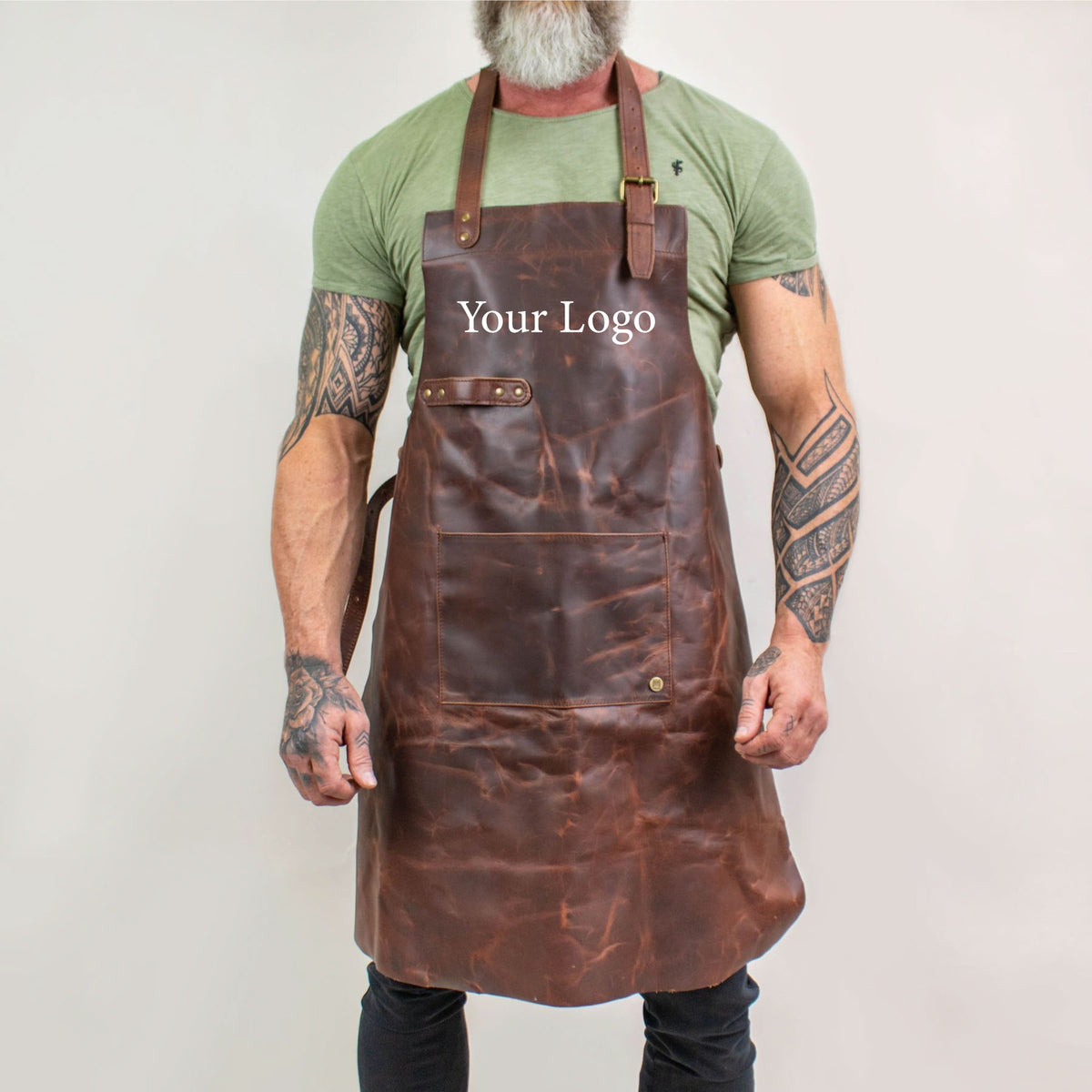 Branded leather apron