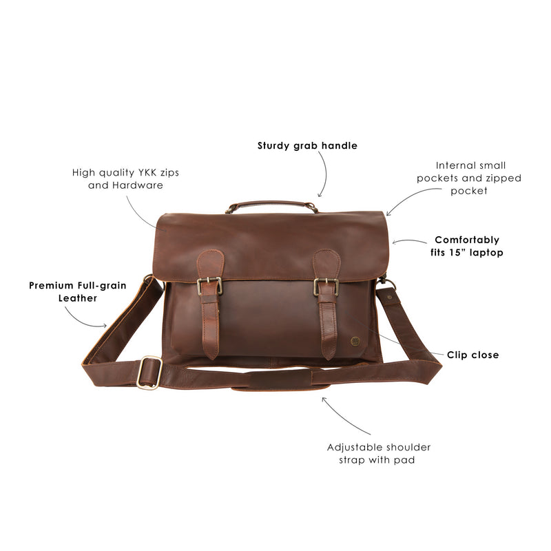 Branded Leather Satchel