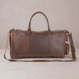 Laser Personalized Leather Overnight Bag