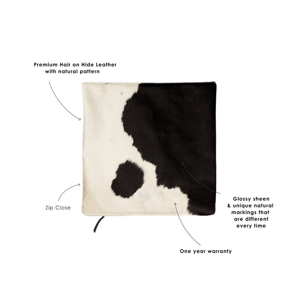 Black & White Natural Cowhide Cushion Cover