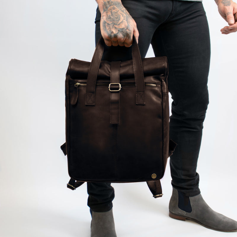Leather Roll Top Backpack | 15