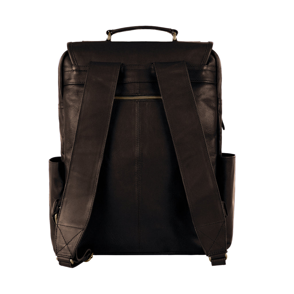 brown faux leather backpack top flap Leather Backpack For Men | 16" Laptop Backpack | Brown Leather College Backpack