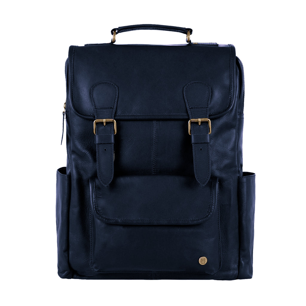 blue leather backpack handbag Woman Lady Anne Glory everyday carry. Maison de Sabre Leather Backpack