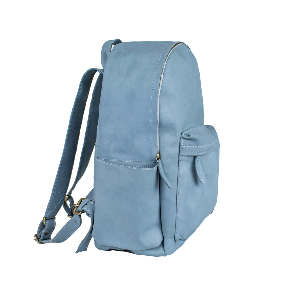 Monica uitlaat halfrond Vintage Blue Suede Leather Backpack with 16" Macbook capacity – MAHI Leather