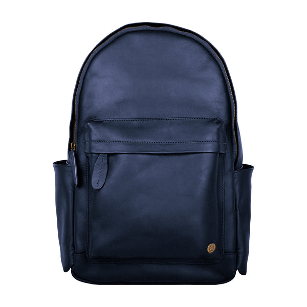 Classic Navy Leather Backpack 16