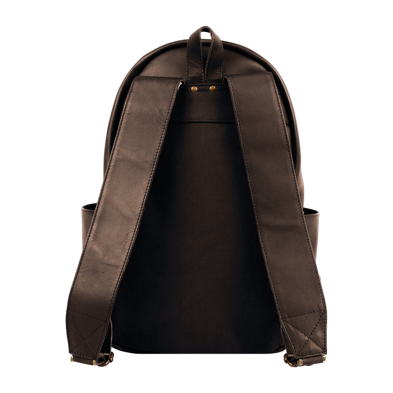 beibaobao faux leather two-tone backpack Personalized Dark Brown Leather Backpack with Side Pockets And 13 Inch Laptop Capacity – MAHI Leather