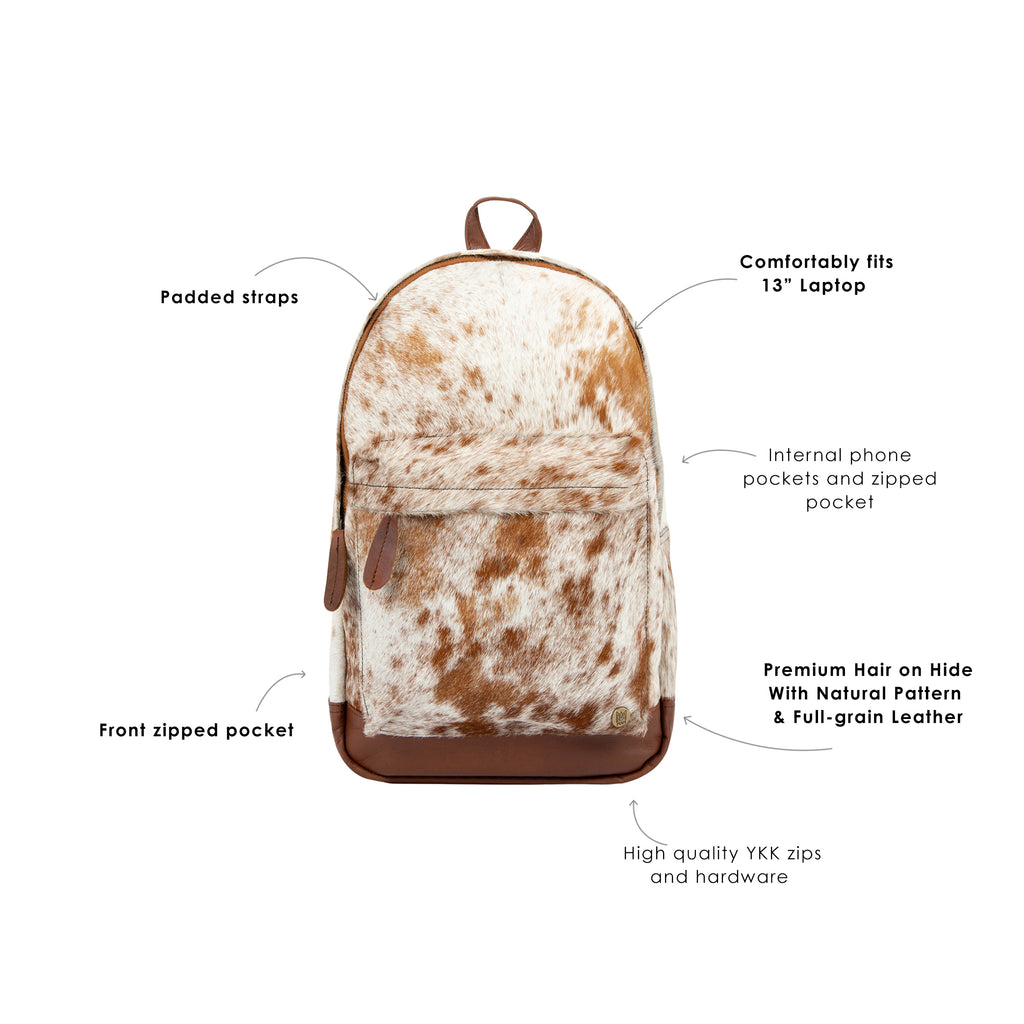 cow motif nappa leather backpack Natural Brown and White Cow Print Leather Cowhide Backpack – MAHI Leather