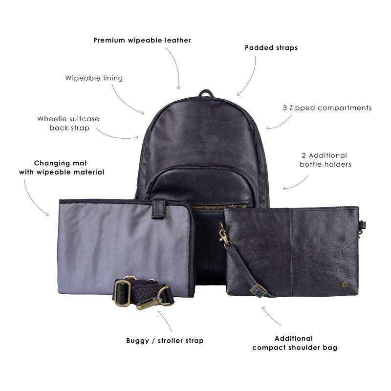 backpack diaper bag leather label Black Leather Changing/Diaper Backpack (unisex)- Leather Changing Bag – MAHI Leather