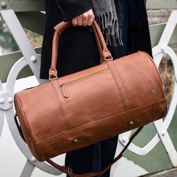 Groomsmen Duffle Personalized Vegan Leather Weekend Travel Bag for