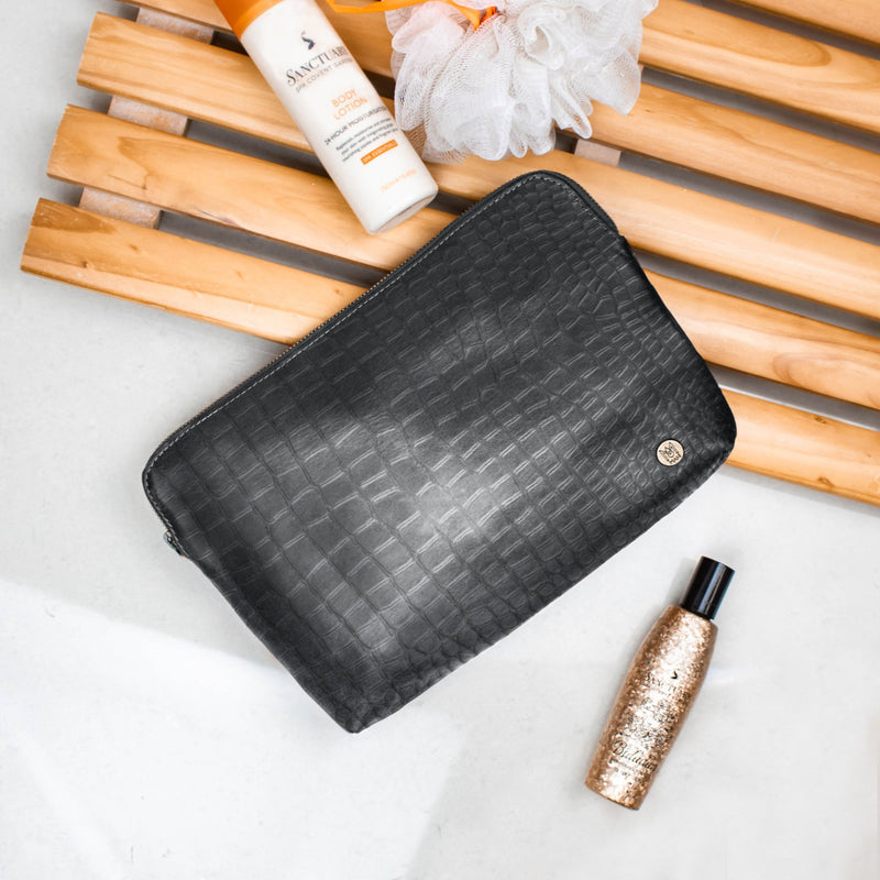 Faux Crocodile Leather Makeup Bag – Milx Designs