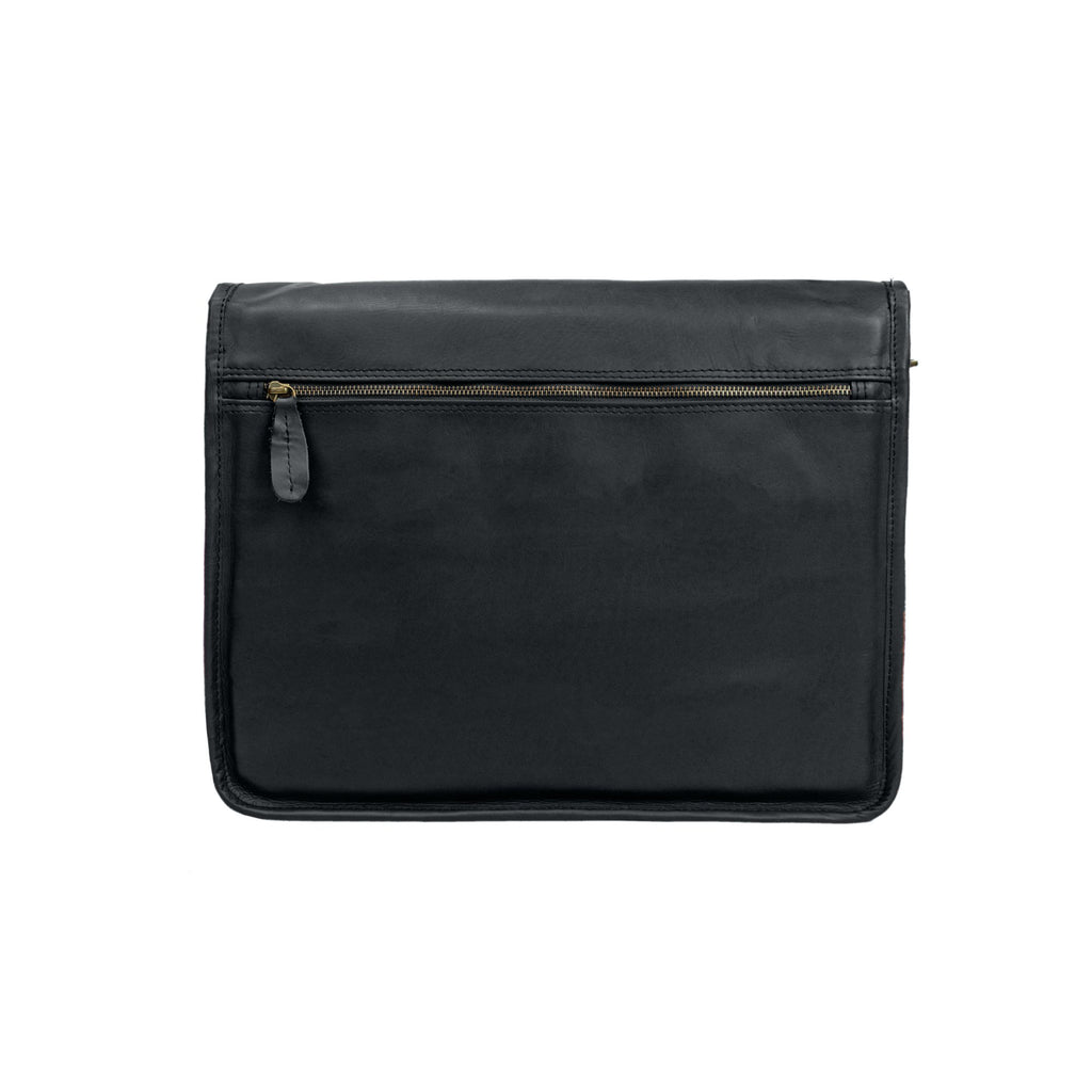 Black Full Grain Leather Satchel with 15 Laptop Capacity – MAHI