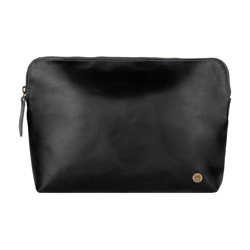 Black Leather Make-Up Toiletry Bag  Personalized Large Cosmetics Bag –  MAHI Leather