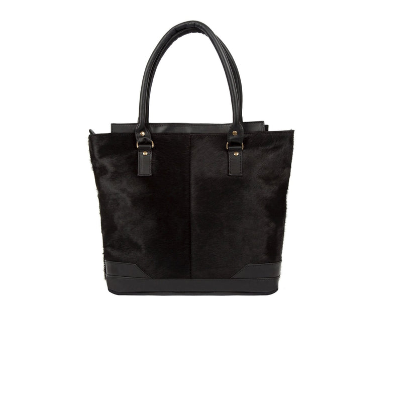 Cowhide Black Leather Tote Bag - Women's Stylish Handbags for Work ...