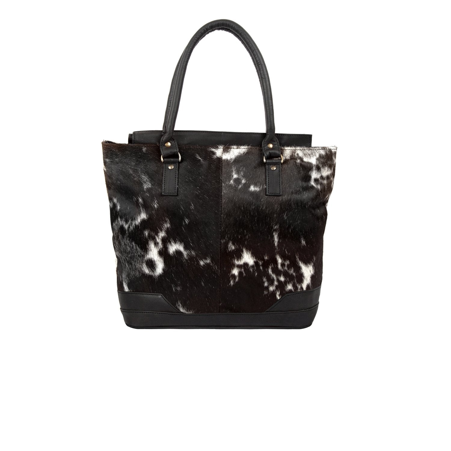 Black & White Pony Hair Leather Tote Bag For Her – MAHI Leather