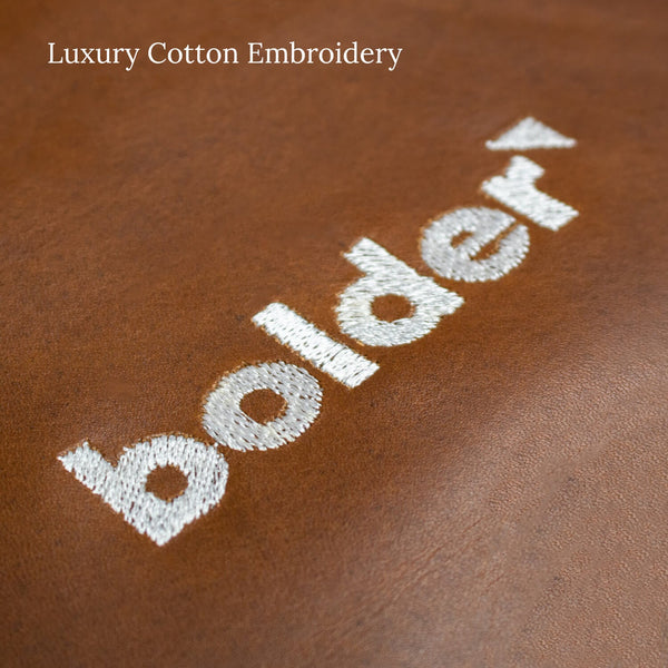 logo printed leather