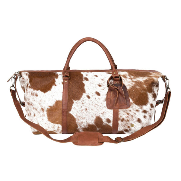 Cow Print Duffle Bag Weekender high quality Travel Brown Cream