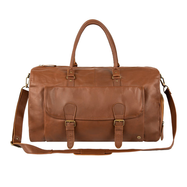 Mens Leather Weekender Bag with Shoe Compartment