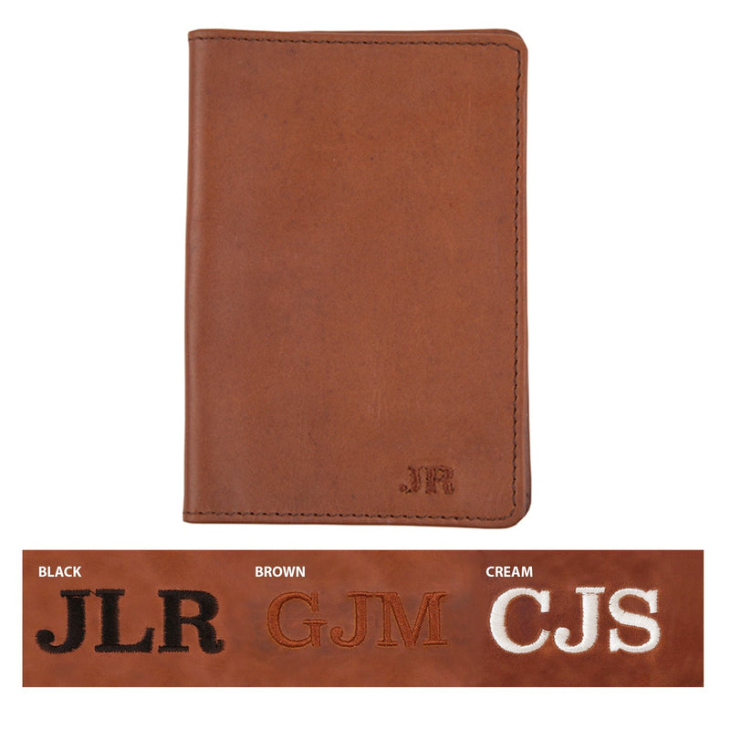 Personalized Leather Passport Cover Premium Leather USA Made Tan / No Foil