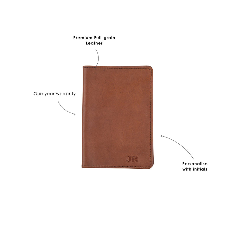 Personalized Leather Passport Cover Premium Leather USA Made Tan / No Foil