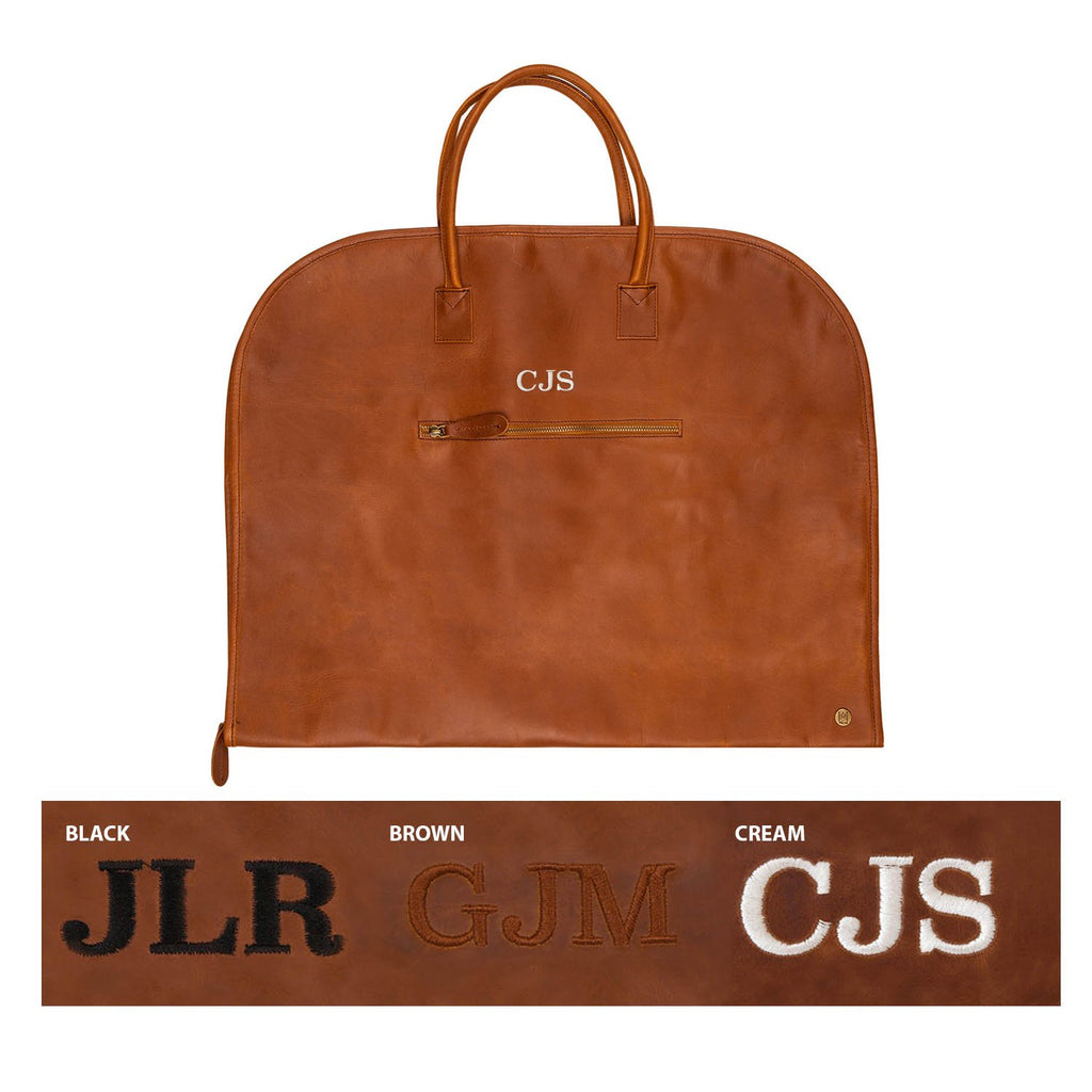 Free Personalized Black Leather Garment Bag Carry-on Garment 