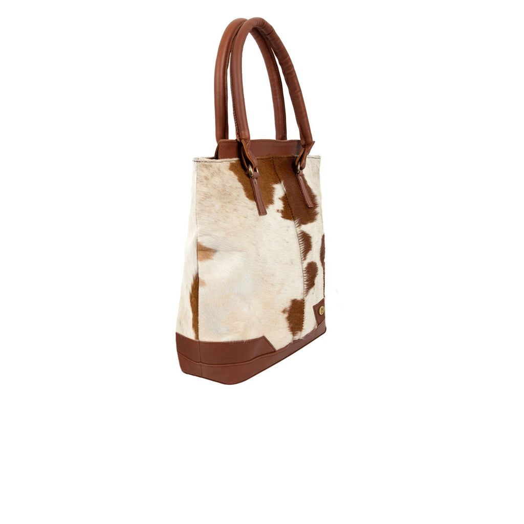 Brown & White Pony Hair Leather Tote Bag For Her - Womens Accessories ...