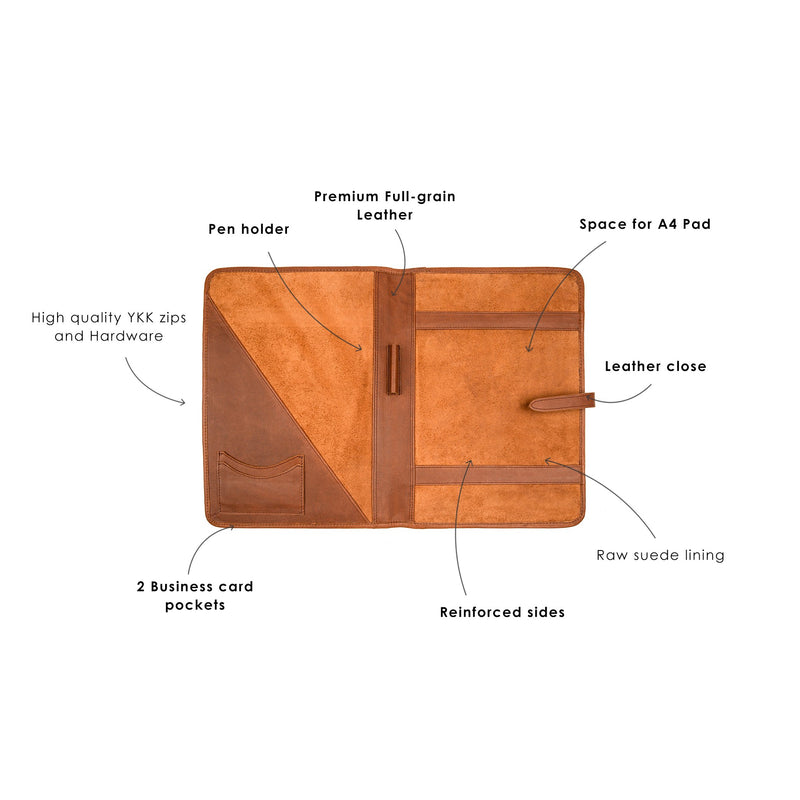 Classic A4 Portfolio | Personalized Brown Leather Document Folder ...