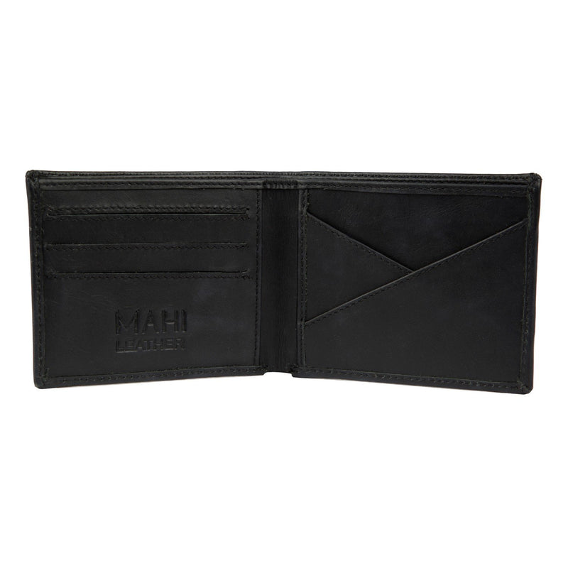 Full Grain Black Crocodile Print Leather Mens Wallet with Embroidered initials