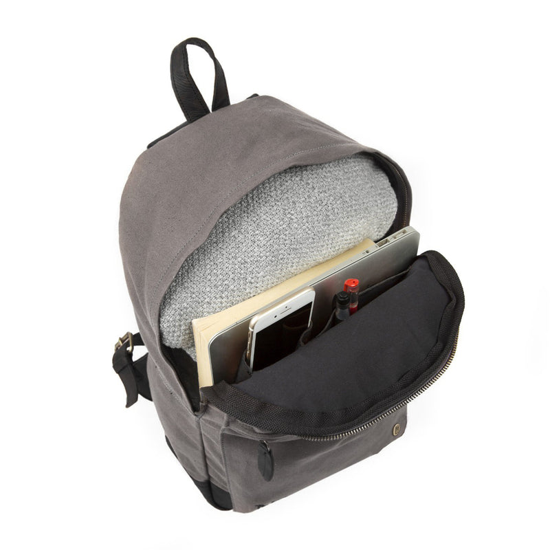 canvas and leather backpack gray The Classic Backpack - Grey Canvas