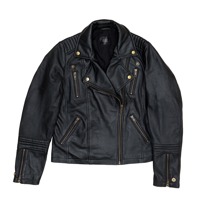 Women's Asymmetrical Quilted Black Motorcycle Leather Jacket