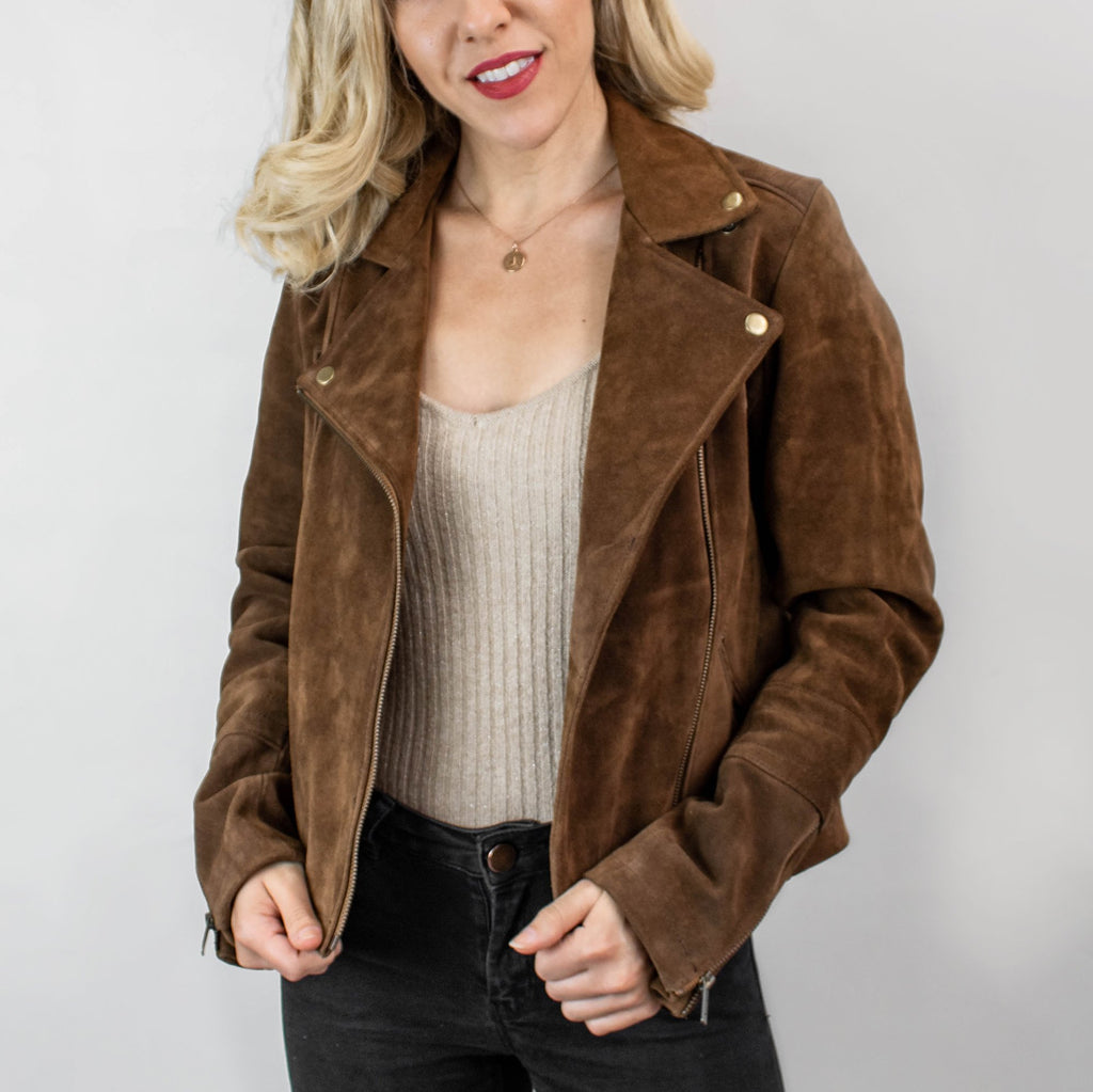 Ladies Suede Biker Jacket
