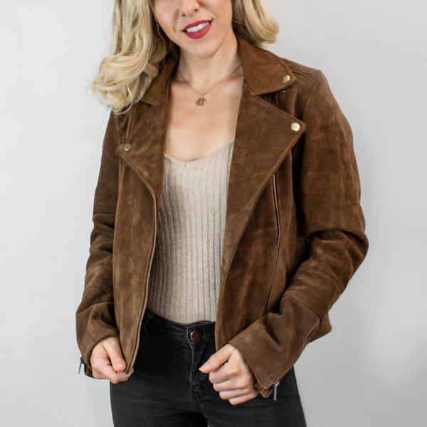 Brown suede jacket women's | La Redoute