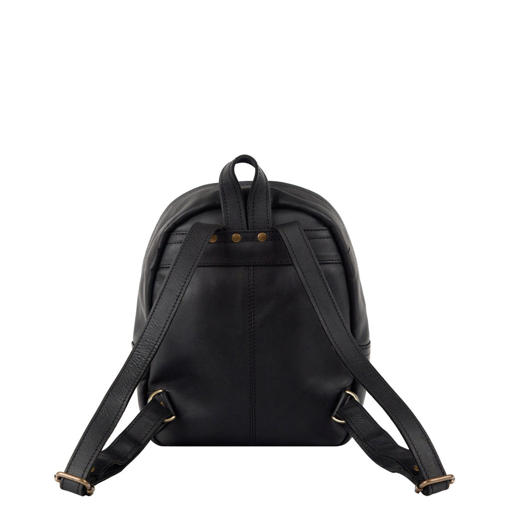 Leopard Print Black Leather Mini Backpack