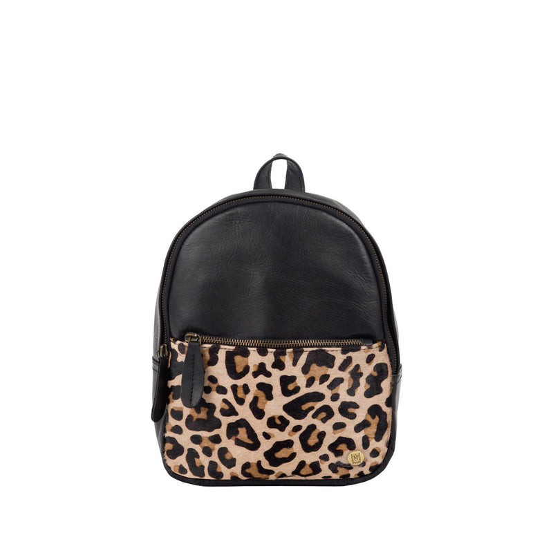 Leopard Print Black Leather Mini Backpack - Leopard Print Leather Bag ...