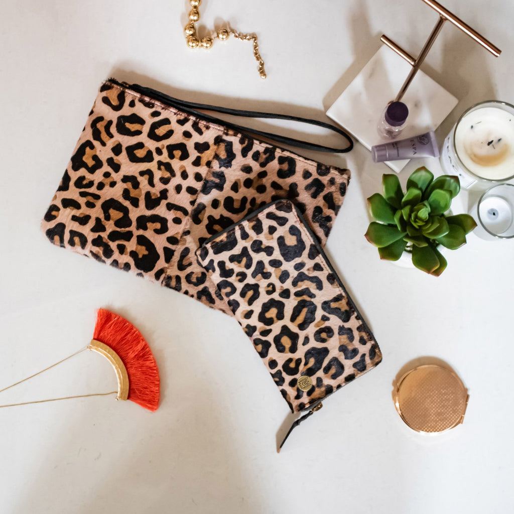 Pink and Green Cheetah Print Pouch Bag - Designer Fashion Accessories – Sky  Iris
