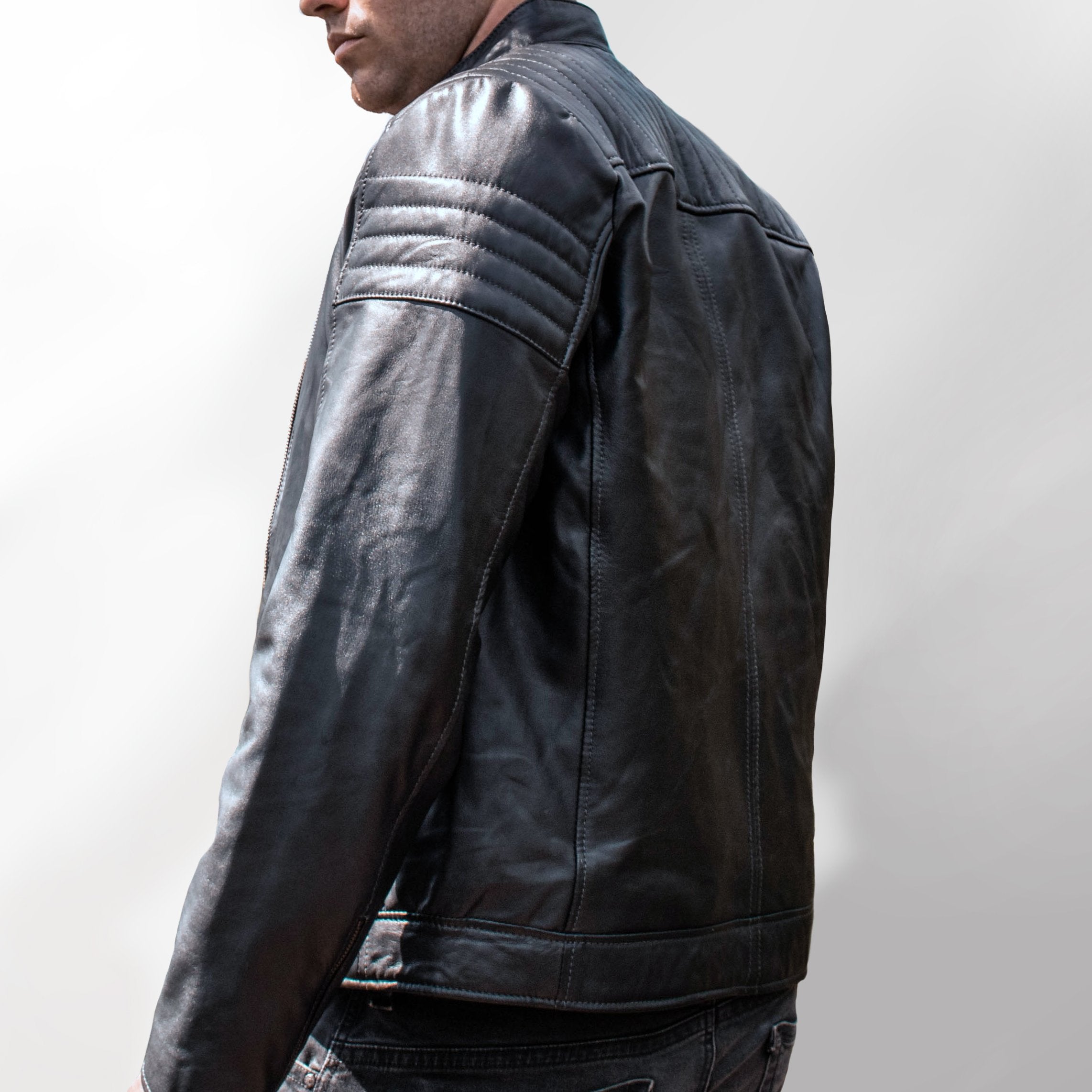 Mens Black Leather Biker Jacket | Perfect Gift for Husband, Boyfriend ...