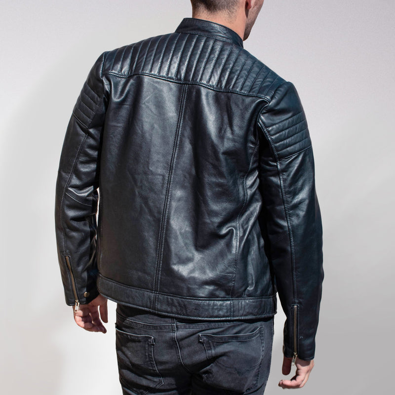 black biker leather jacket for men