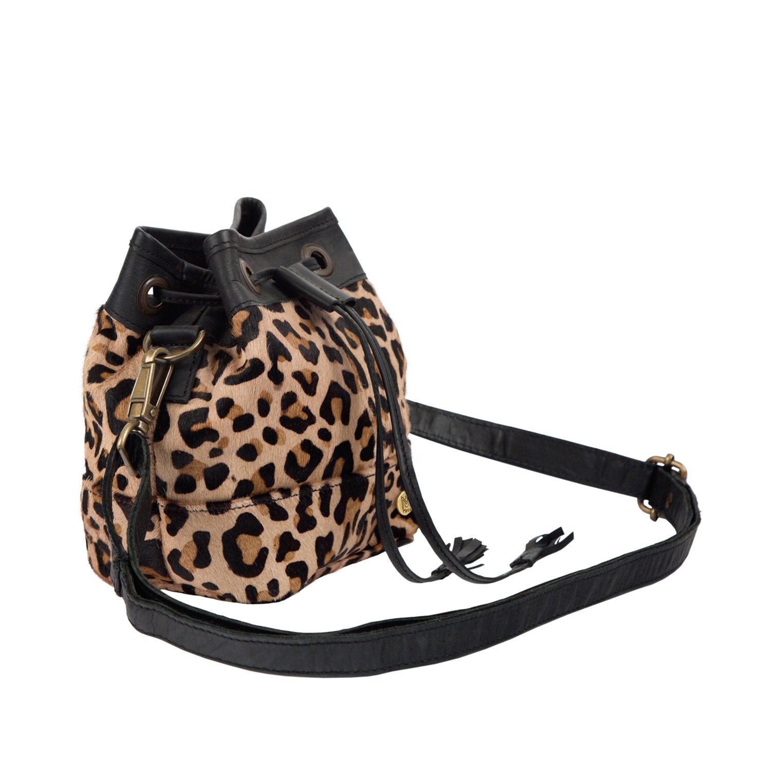 Leopard Print Leather Mini Bucket Bag for Women - Womens Accessories ...