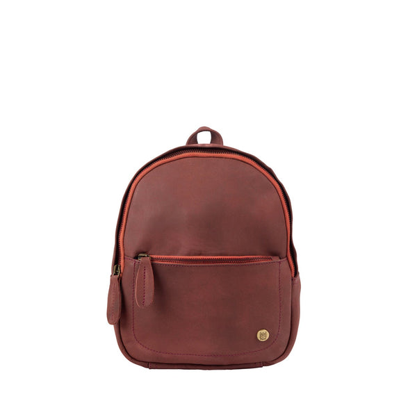 Mini Suede Red Maroon Leather Backpack, Not Personalized