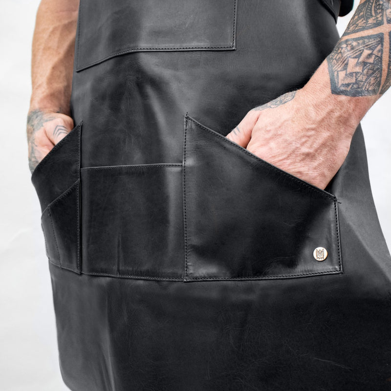 Long Multi-Pocket Leather Apron