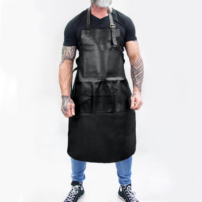 Long Multi-Pocket Leather Apron