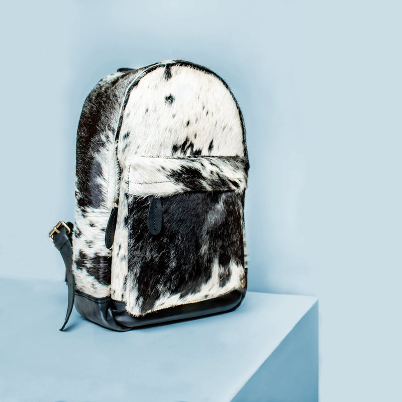 cow motif nappa leather backpack Leopard Print Backpack; Cowhide Leather Backpack For Work or School