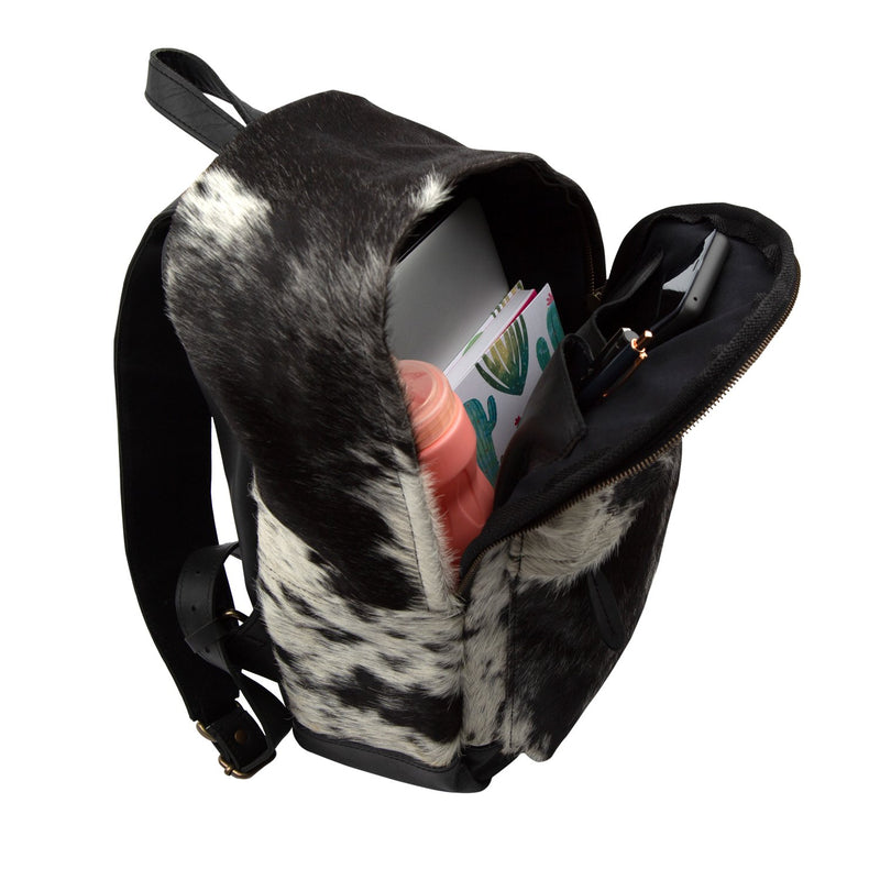 cow motif nappa leather backpack Personalised Black+White Cowhide Backpack for Work, School and College – MAHI Leather