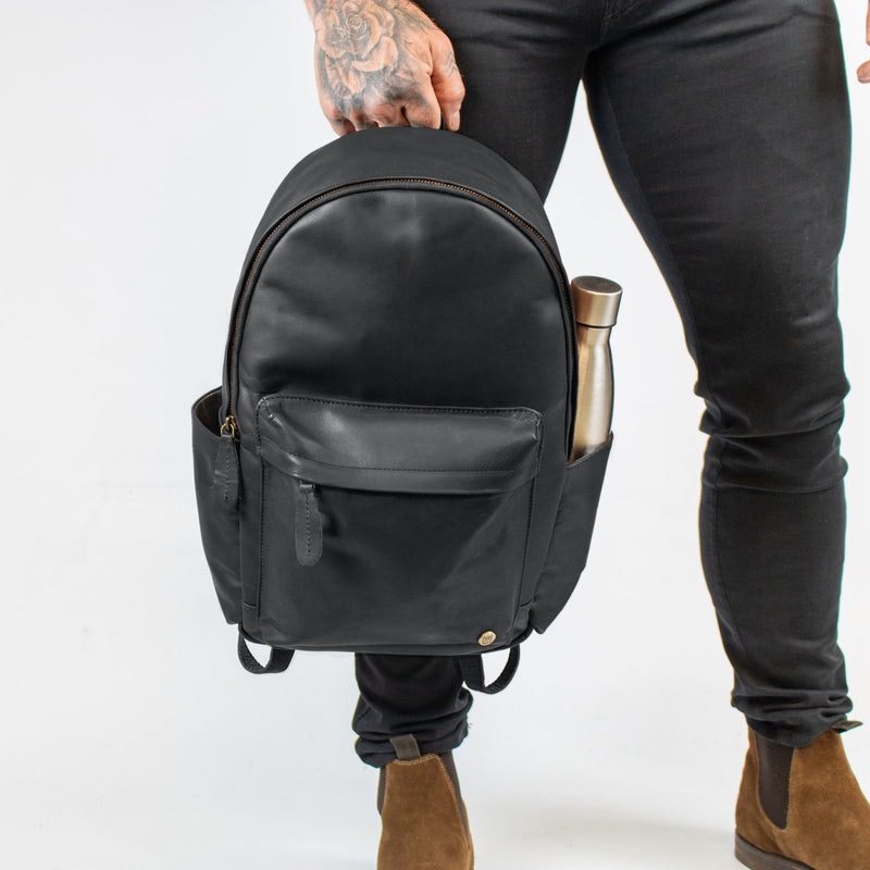 black leather backpack with back pocket The Classic Backpack 2.0