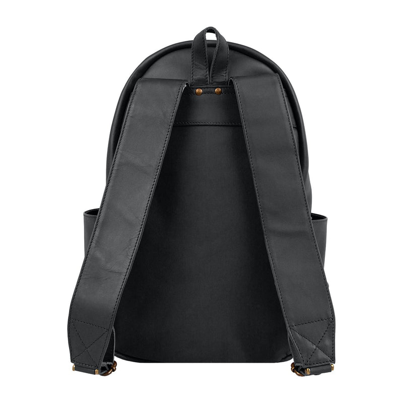 black leather backpack asia Personalized Black Leather Backpack with Side Pockets – MAHI Leather